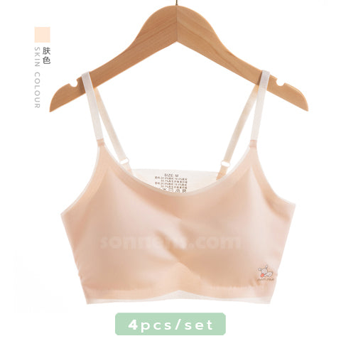 Girls Training Bra for 8-10-12-14 Years Old Teenage Solid Color Spaghetti  Straps